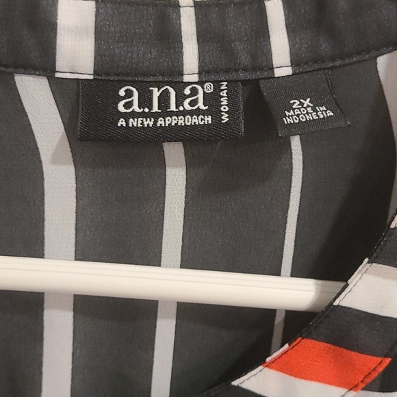 NWT A.N.A sheer black striped blouse - Picture 2 of 7